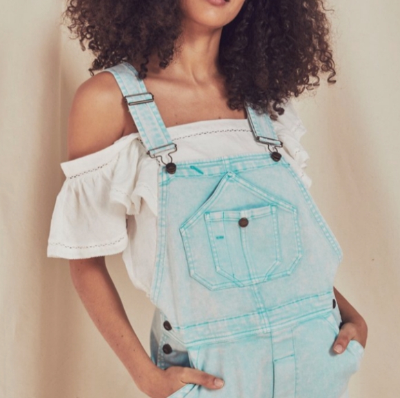 Faherty Sunwashed Mechanic Overalls Size S in Opal - Picture 3 of 6
